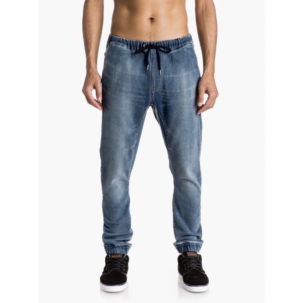 Quần Jeans Bò Nam Bụi Bặm Dáng Jogger Bo Ống Lưng Chun Phối Dây Rút QUIKSLIVER Hàng Xuất Xịn Cao Cấp Rất Nặng Tay Q02