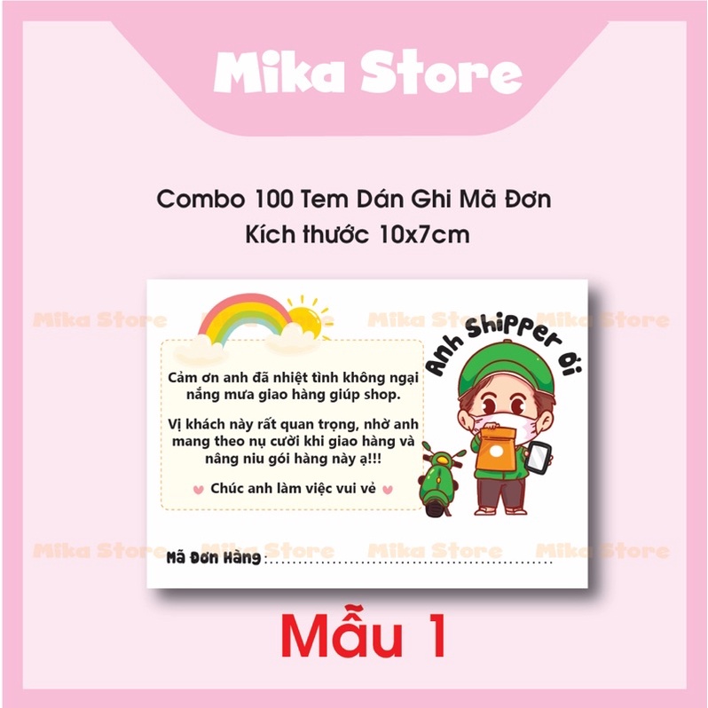 Combo 500 Tem Dán Cảm Ơn Shipper, Tem Ghi Mã Đơn Hàng