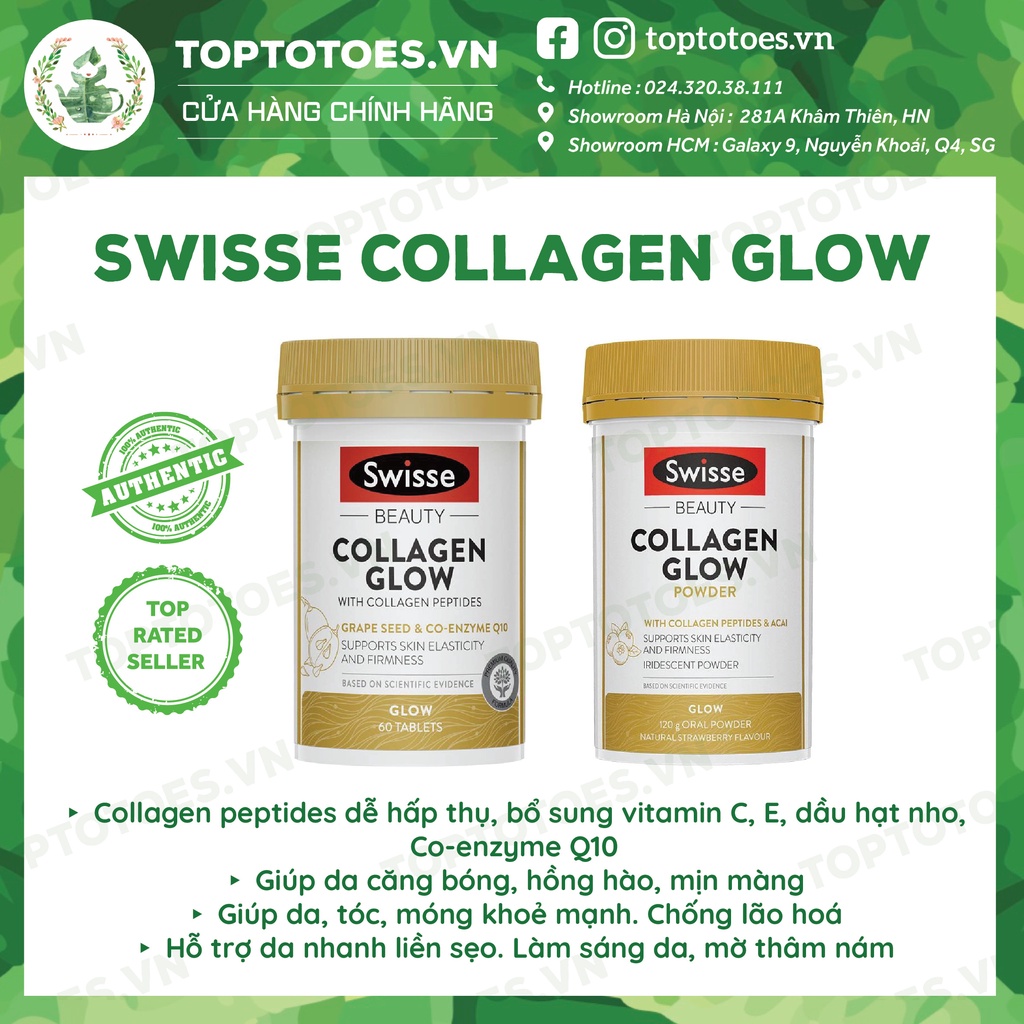 Swisse Collagen Glow làm da hồng hào, căng bóng, trẻ hoá da