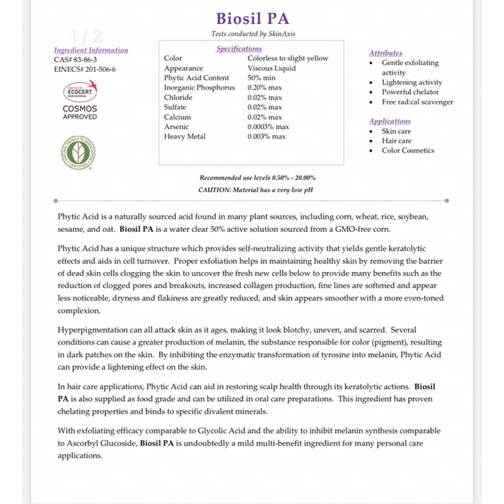 Tinh chất dưỡng trắng da Biosil Phytic Acid