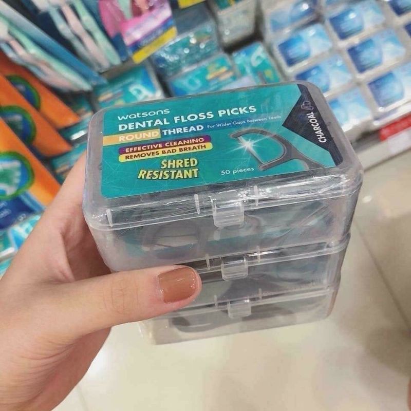 Set 50 cái Tăm Chỉ Nha Khoa Watsons màu [Trắng/Xanh/Đen] hàng nội địa Thái Lan