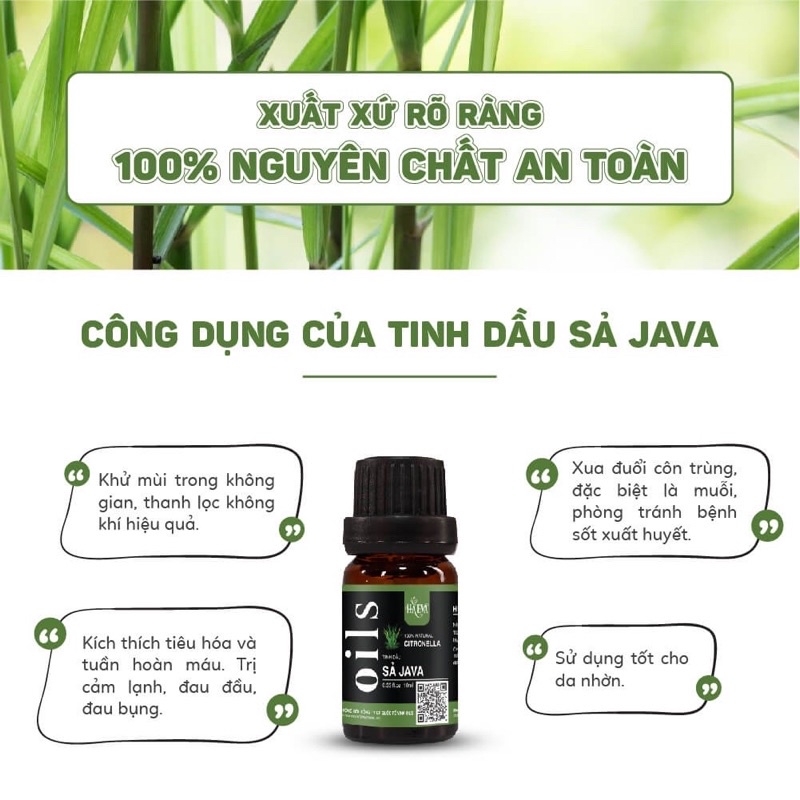  Tinh dầu hương Sả Java Haeva 10ml 30ml 100ml