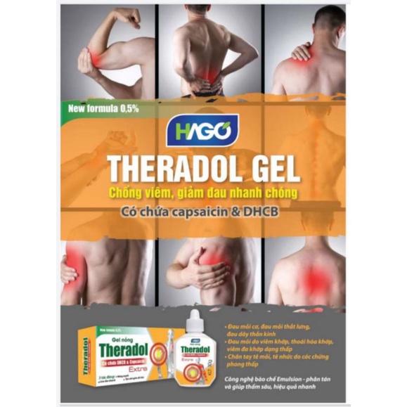 Dầu nóng, Gel nóng Theradol hỗ trợ đau mỏi cơ, xương khớp 30g