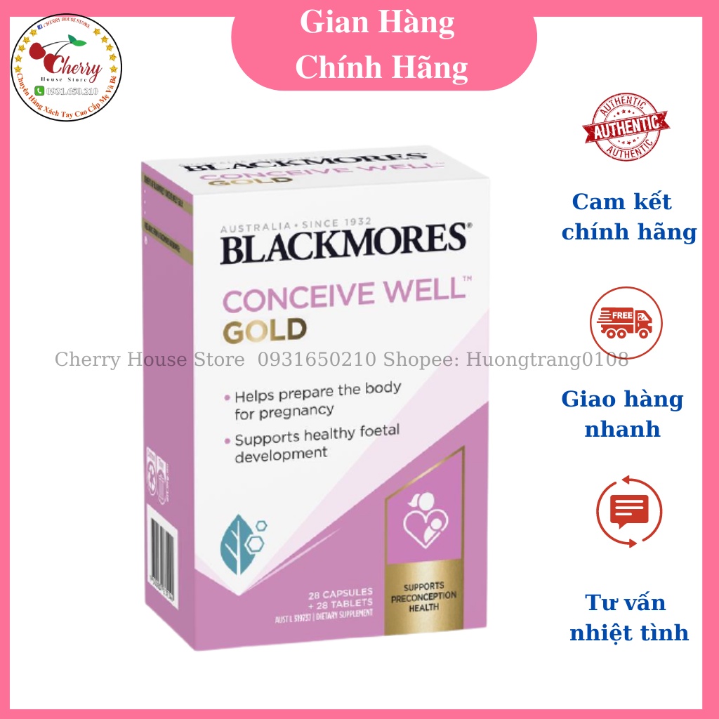 Viên uống tăng khả năng thụ thai / Bổ Trứng Úc Blackmores Conceive Well Gold