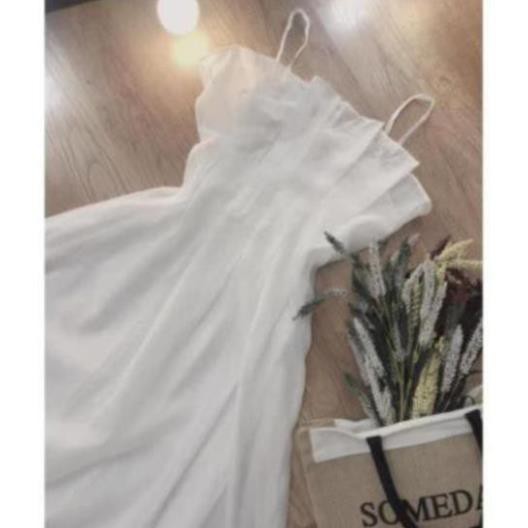 Váy trắng/ hôngf dự tiệc 2s vải tơ voan xếp ly kèm ảnh thật HGH88 | BigBuy360 - bigbuy360.vn