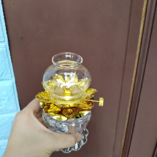 Đèn dầu thờ hoa sen thân xoắn
