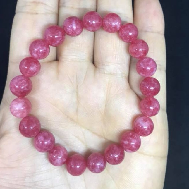 VÒNG TAY ĐÁ PHONG THỦY MAY MẮN -MẦU HỒNG RUBY-8LY