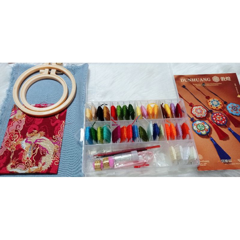Bộ dụng cụ tập thêu - bộ cuốn chỉ  cotton 36 màu- khung thêu- dụng cụ handmade, thêu tay- bách hóa na na