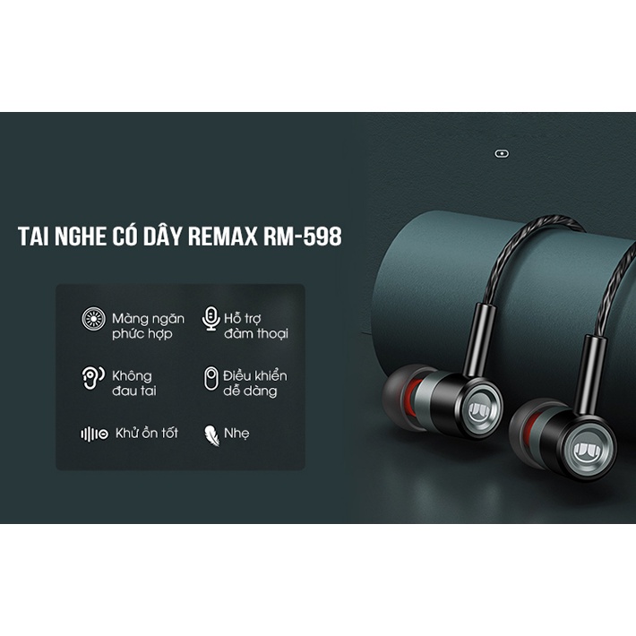 Tai nghe IP Remax RM-598i chống ồn tồn, chơi game pubg không delay tiếng - Hàng chính hãng - ICYBERNET