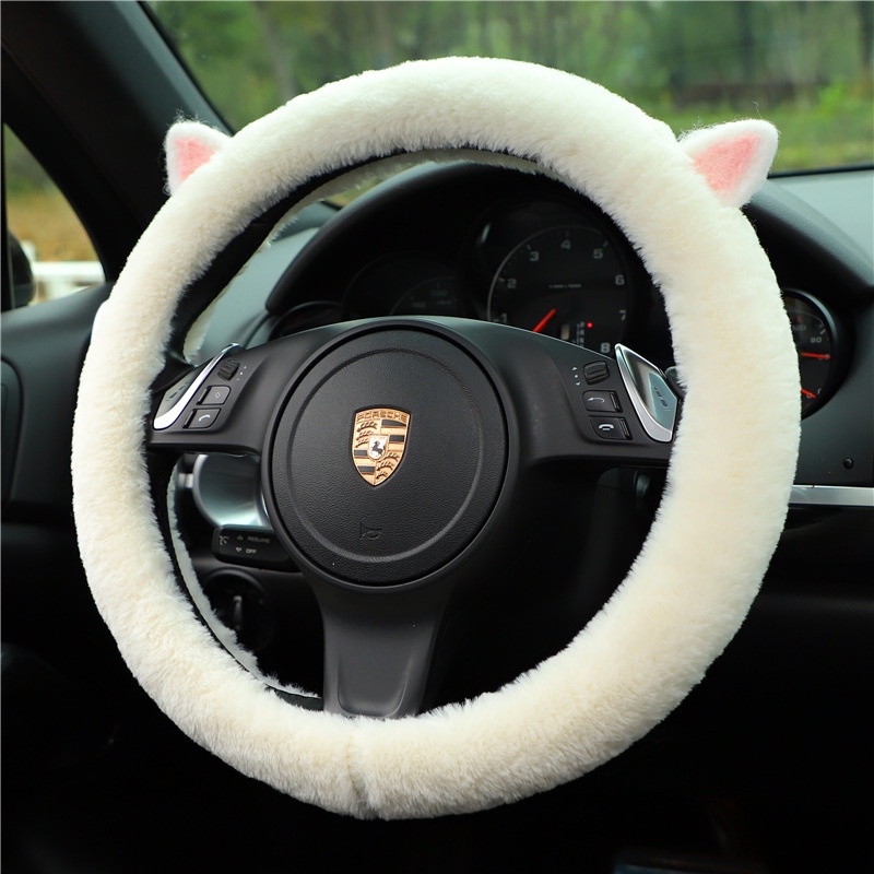 Vỏ Bọc Vô Lăng Xe Hơi Hình Tai Mèo Bằng Lông Mềm Mại Chống Đông Đông Tiện Dụng