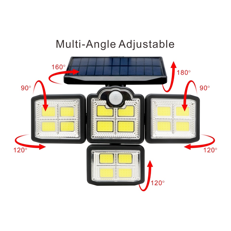 Đèn LED 4 Đầu Liang 192 / 198 COB Cảm Biến Chuyển Động Chống Nước 3 Chế Độ Kèm Điều Khiển Từ Xa