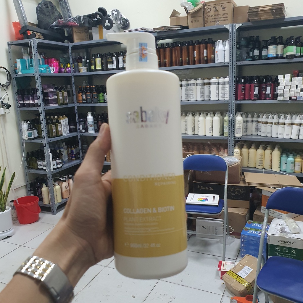 DẦU GỘI XẢ SABAKY COLLAGEN BIOTIN  REPAIING PHỤC HỒI CHỐNG RỤNG KÍCH THÍCH MỌC TÓC CẶP 960ML HÀNG HIỆU CHÍNH HÃNG