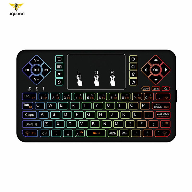 UQ Q9s Bluetooth Wireless Mini Keyboard Colorful Backlit with Touchpad Q9 Air Mouse Remote Control