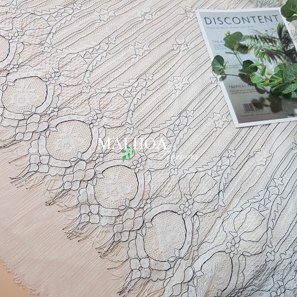 (Thanh lý) Vải ren may áo váy màu ghi chất mềm mại mỏng rủ đẹp có vết lỗi nhẹ Maihoaflower