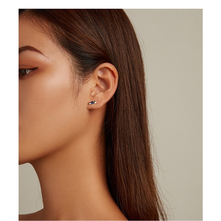 Khuyên tai BAMOER SCE1348 bằng bạc thật 925 hình trái tim thời trang đơn giản làm quà cho nữ