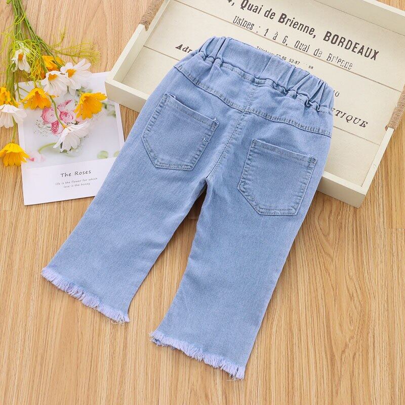 Quần jeans lửng ống loe cho bé gái 1-5 tuổi
