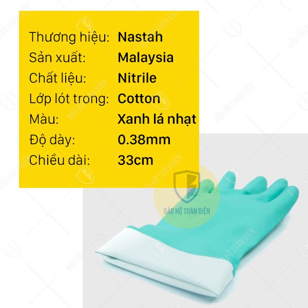 [SIÊU BỀN] Găng tay cao su Malaysia Nastah NF1513 rửa chén bát, giặt giũ. Găng không mùi, chống hóa chất siêu dai