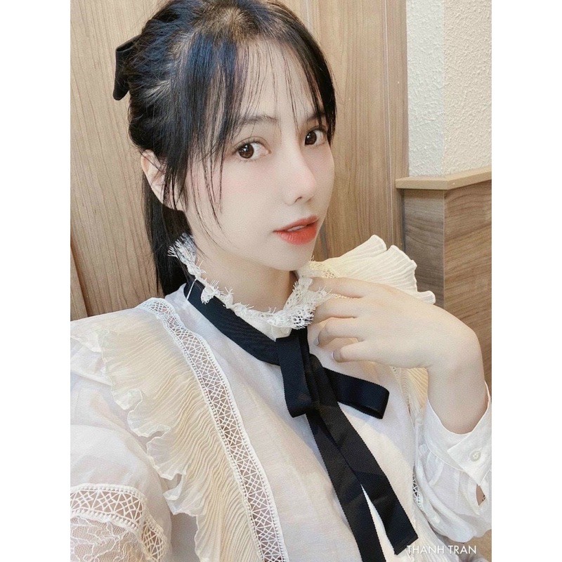 [Mã WASKT304 giảm 15% tối đa 30K đơn 99K] Áo sơ mi cổ trụ pha ren-áo ren bèo tiểu thư điệu đà | BigBuy360 - bigbuy360.vn