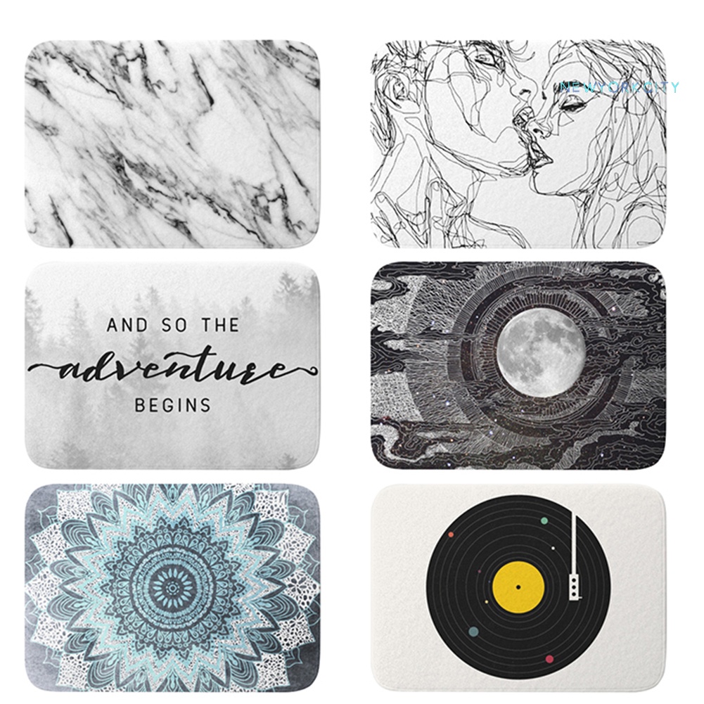 Thảm lót cửa chùi chân Chống Trượt Họa Tiết Bông Hoa / Mặt Trăng / Nụ Hôn Trang Trí Nhà Cửa