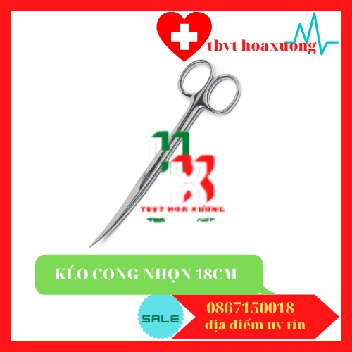 [Hàng Cao Cấp] Kéo Y Tế Cong Nhọn 2 Đầu 18cm - Pakistan