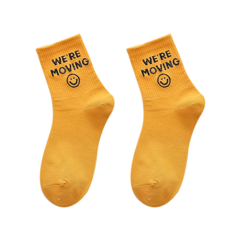 Vớ cotton chơi tennis leo núi thể thao nhiều màu in mặt cười xinh xắn cho unisex