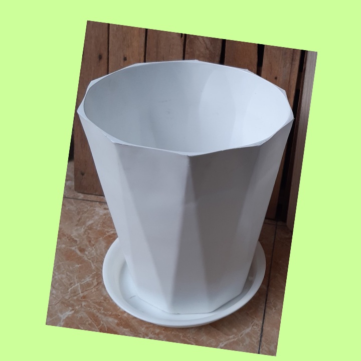 Combo chậu monrovia cỡ số 3 kèm đất sỏi, chậu kim cương nhỡ kèm đĩa