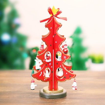 Mô hình cây thông noel hai lá bằng gỗ để bàn (3 size) Trang trí giáng sinh