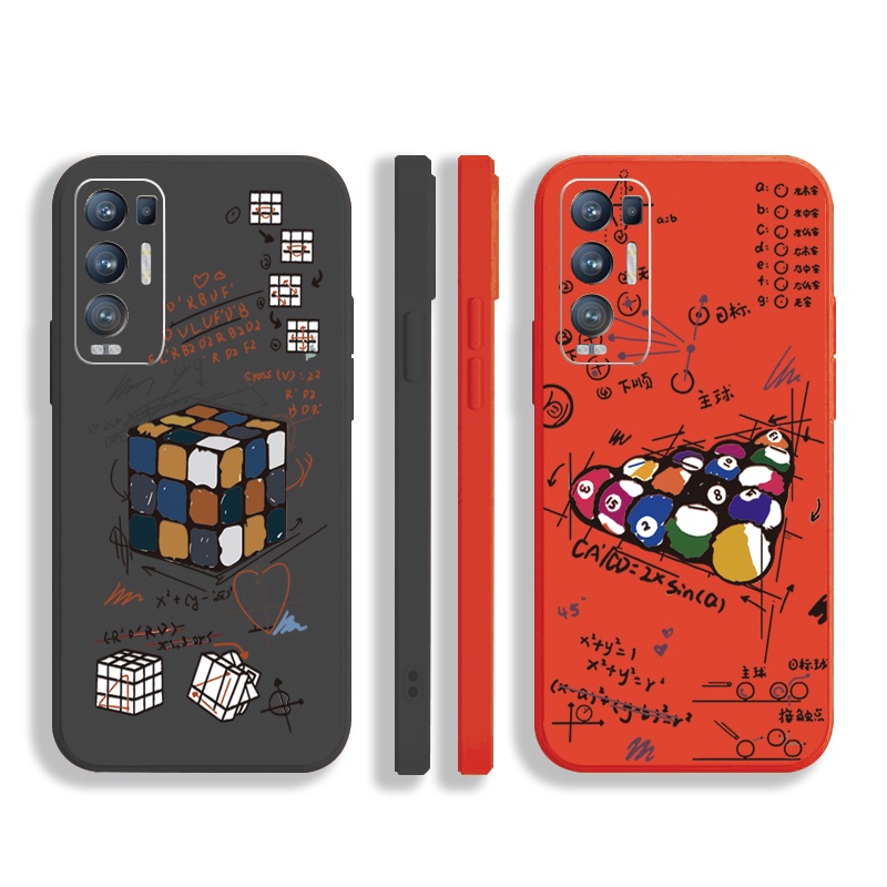 Ốp Điện Thoại Cạnh Vuông In Hình Khối Rubik Cho OPPO Reno6 Z 5G Reno 5 Pro 4 3 Reno2 Z F A95 5G A76 A96 4G