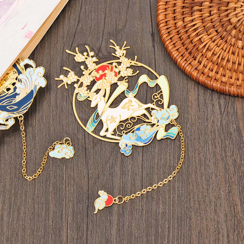 Kẹp Đánh Dấu Sách Bằng Kim Loại Phối Tua Rua Phong Cách Trung Hoa Cổ Điển