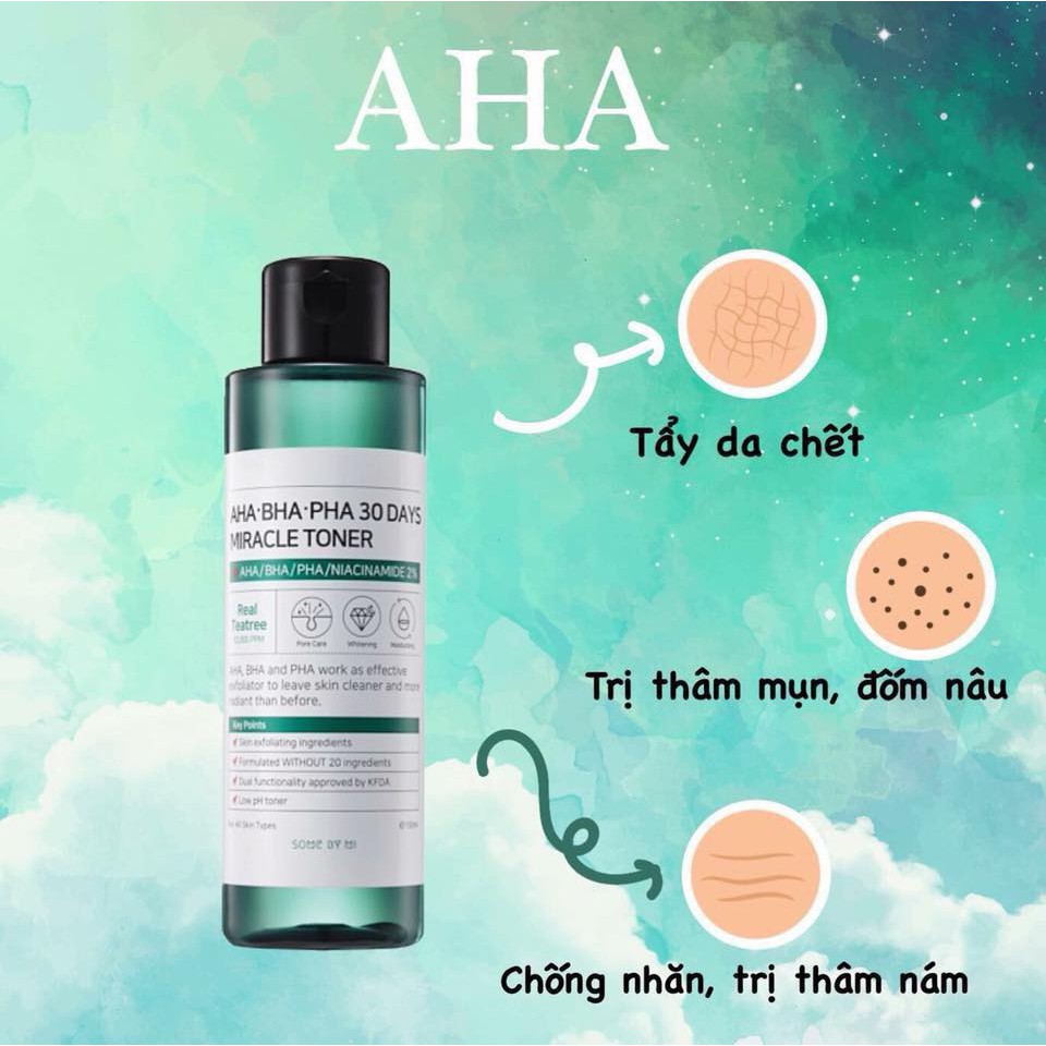 Toner Some By Mi Cho Da Mụn - Dưỡng Ẩm - Làm Sạch AHA-BHA-PHA 30 Days Miracle Toner 150ml