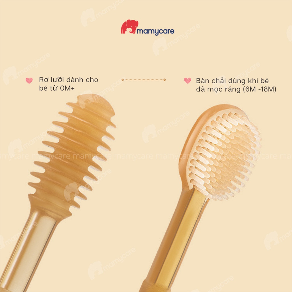 Set rơ lưỡi và bàn chải tập đánh răng và matxa nướu silicone cho bé từ 0-18M - MAMYCARE