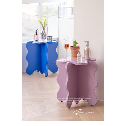 Bàn cafe mini curvy pastel table side phong cách Hàn Quốc