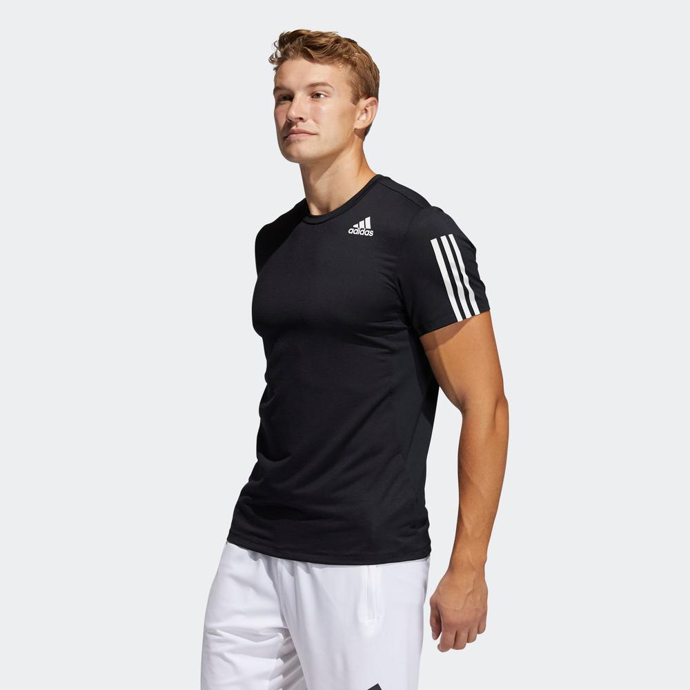 Áo Tee adidas TRAINING Nam Áo Thun Slim 3 Sọc Primeblue AEROREADY Màu đen GQ2159