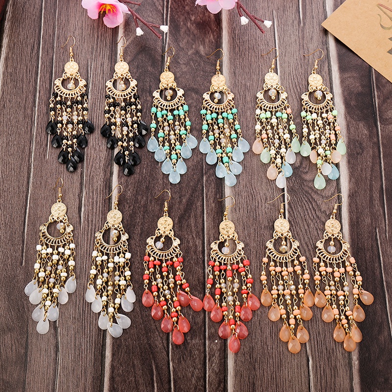 Khuyên Tai Tròn Tua Rua Nhiều Lớp Phong Cách Bohemian Mới Cho Nữ