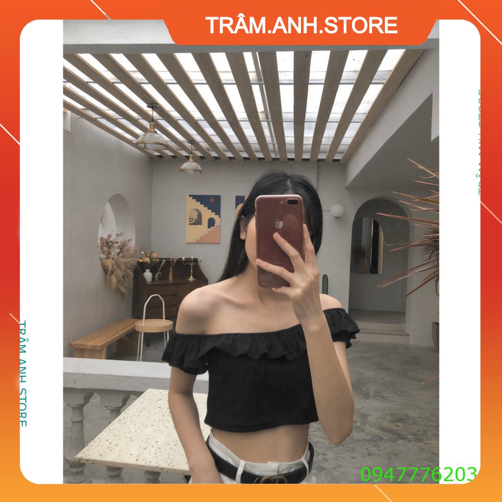 ÁO TRỄ VAI VIỀN BÈO LEN TĂM MẶC NHIỀU KIỂU - ÁO CROPTOP BÁNH BÈO TÍM HOT 👗 👑