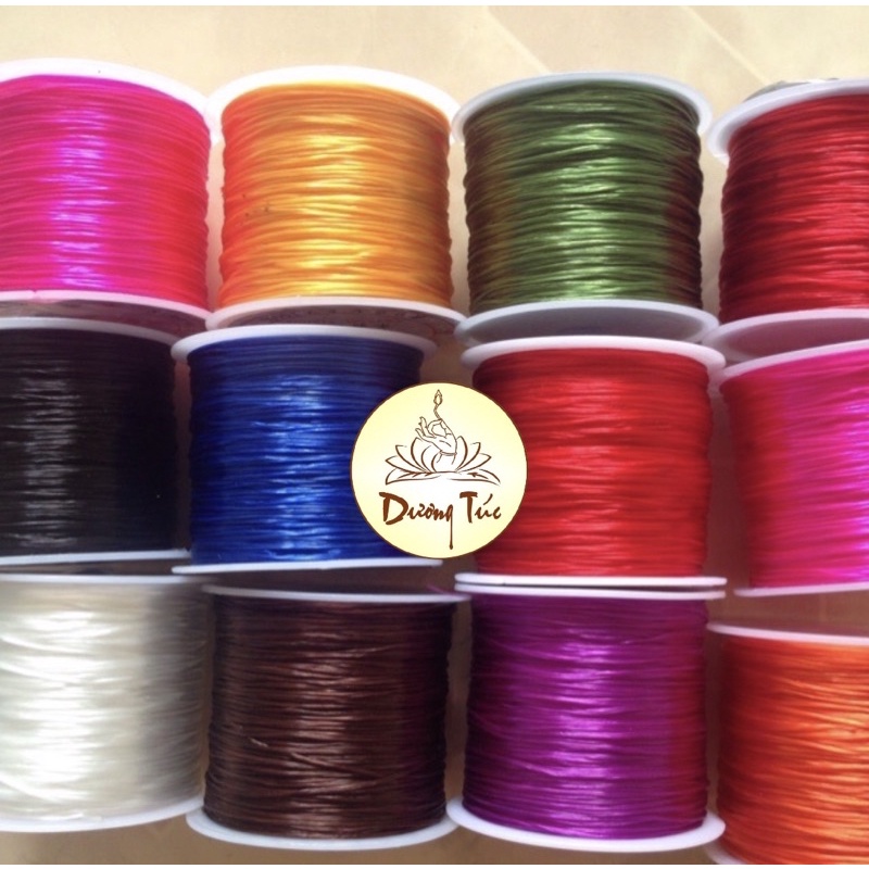 Dây co giãn xâu chuỗi hạt, dây cước lụa, thun co giãn xỏ vòng tay 0.8mm 60m đủ màu