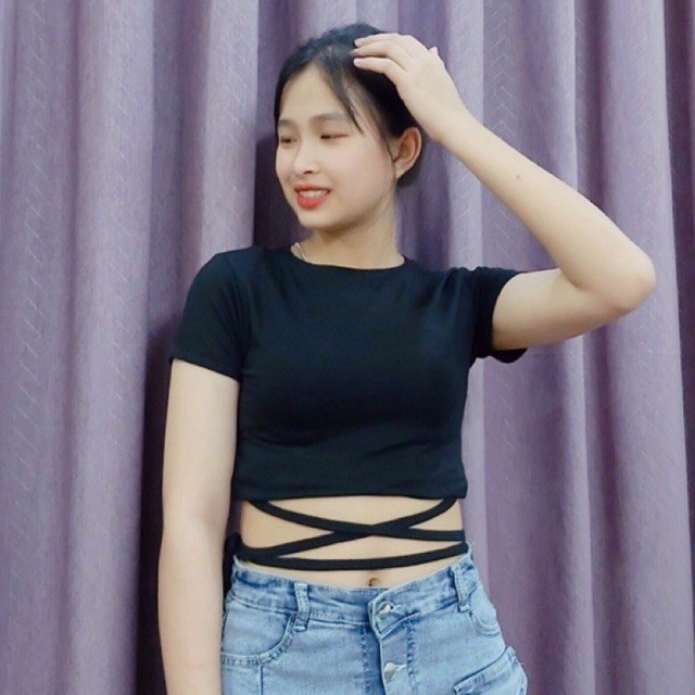 [Mã FAMAYWA giảm 10K đơn 50K] Áo Croptop , áo thun croptop body dây đan chéo cao cấp chất cotton mát mịn CRT-001
