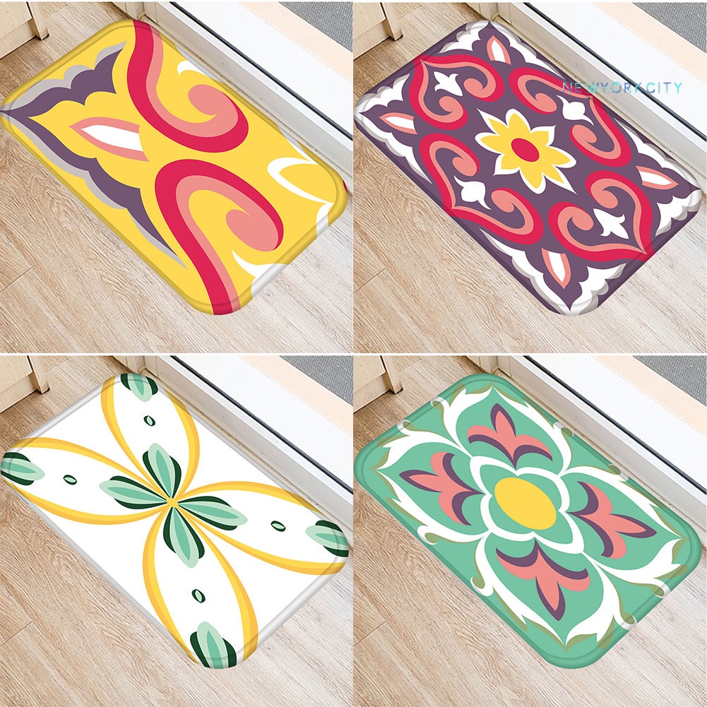 Thảm lót cửa chùi chân Chống Trượt Hình Hoa Nhiều Màu Sắc
