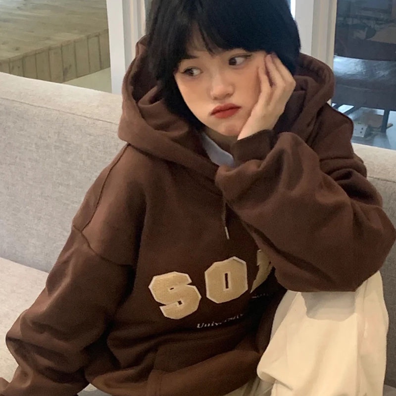 Áo hoodie dáng rộng phong cách Hàn Quốc 2021 mới