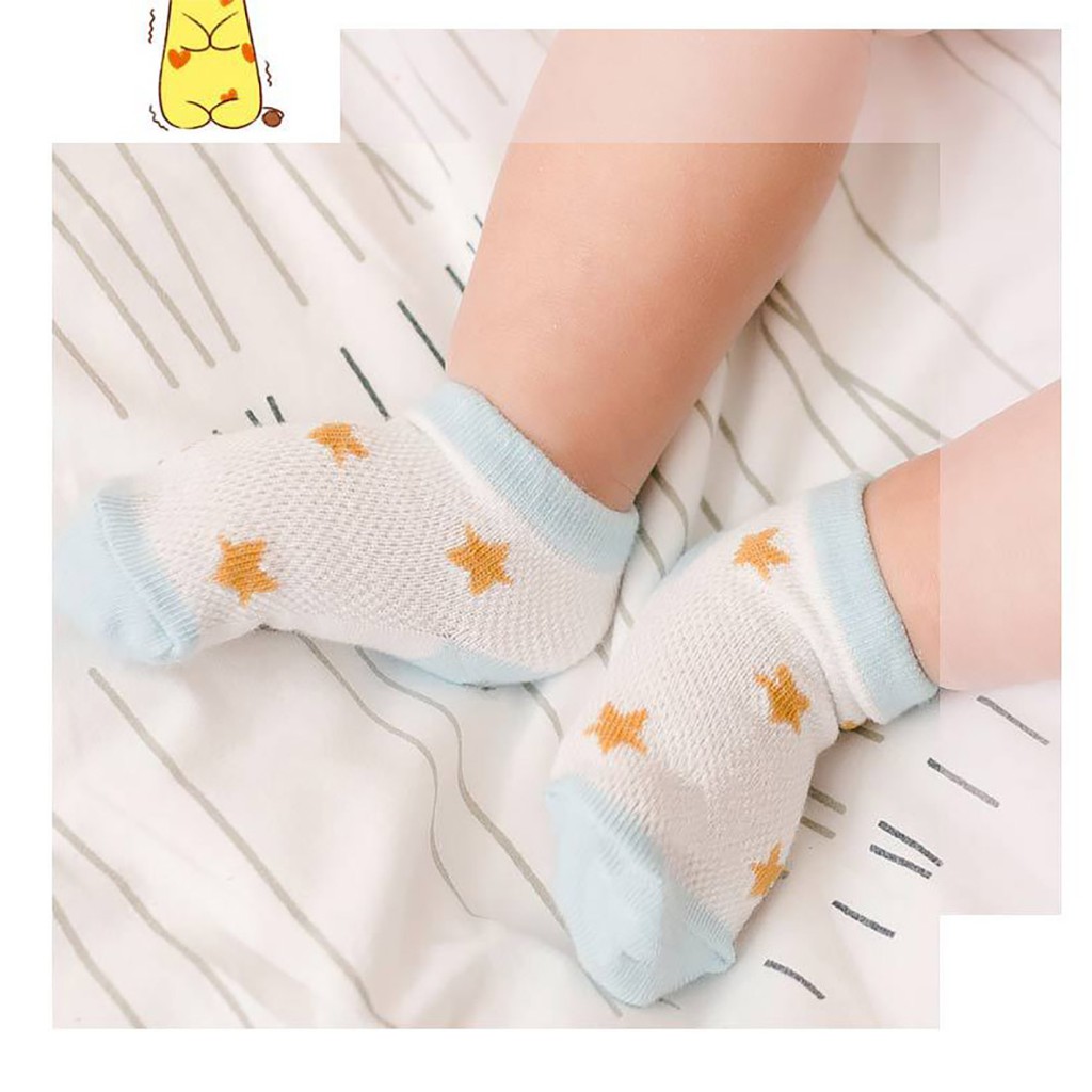 Set 5 đôi tất lưới cho bé, tất cổ ngắn cho bé nằm điều hòa, vớ cotton mềm mại cho bé