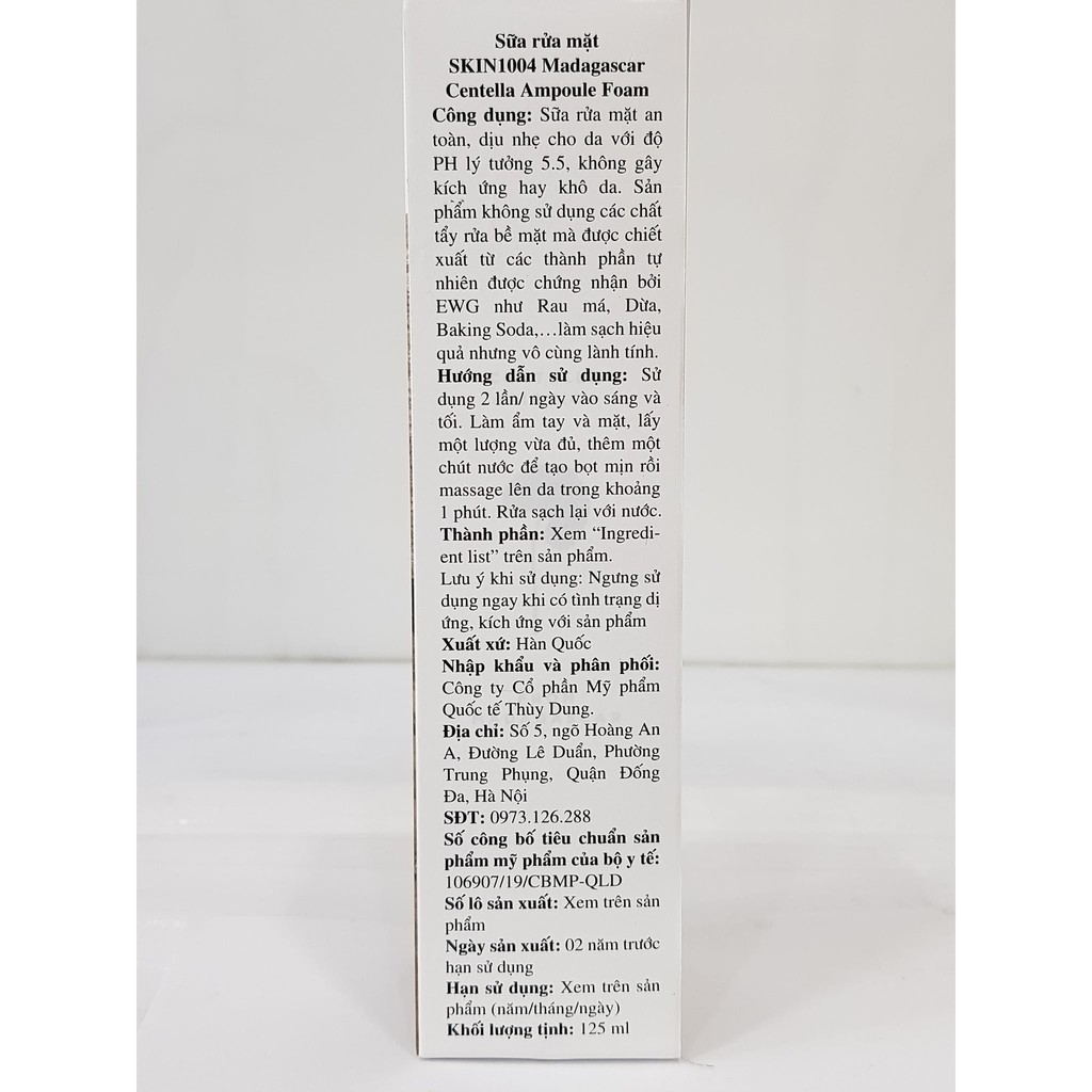 Sữa Rữa Mặt Skin1004 Madagascar Centella Ampoule Foam 125ml