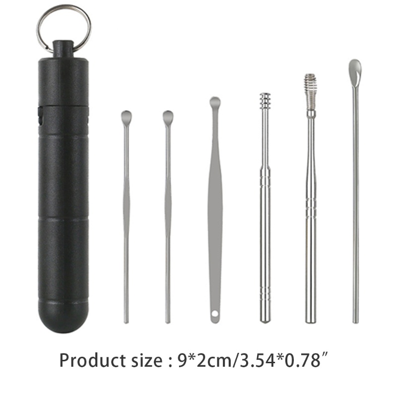 [Hàng mới về] Set 6 dụng cụ lấy ráy tai vệ sinh bằng thép không gỉ có thể tái sử dụng