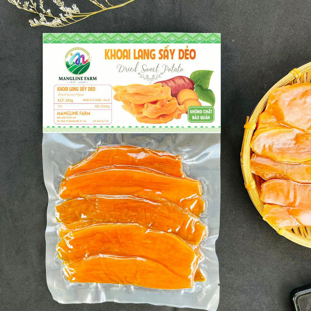 Khoai lang sấy dẻo không đường Mangline Farm Đà Lạt 250g đồ ăn vặt giảm cân hiệu quả thơm ngon đặc sản Đà Lạt