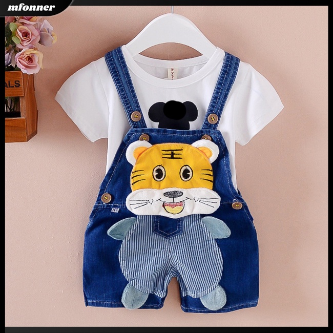 Quần Yếm Jean Ngắn Họa Tiết Hoạt Hình Dễ Thương Cho Bé