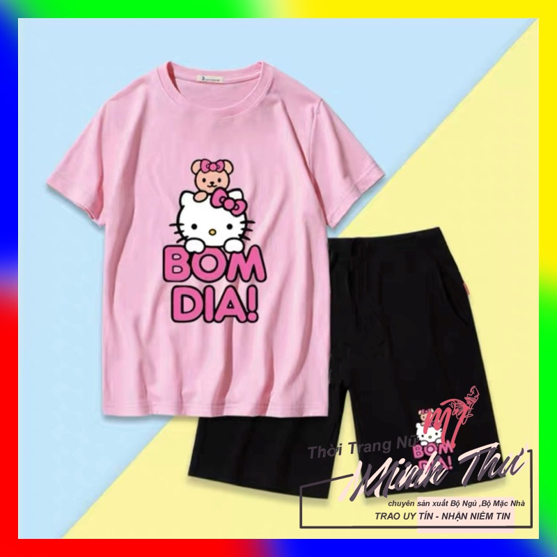 Đồ bộ nữ mặc nhà - thời trang mới nhất - Chất liệu Cotton cao cấp - ( Bộ Đùi Lỡ BoRip )