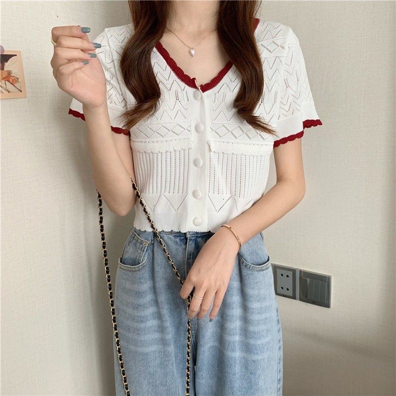 Áo Lửng Tay Dài Cổ Chữ V Thời Trang Dành Cho Nữ