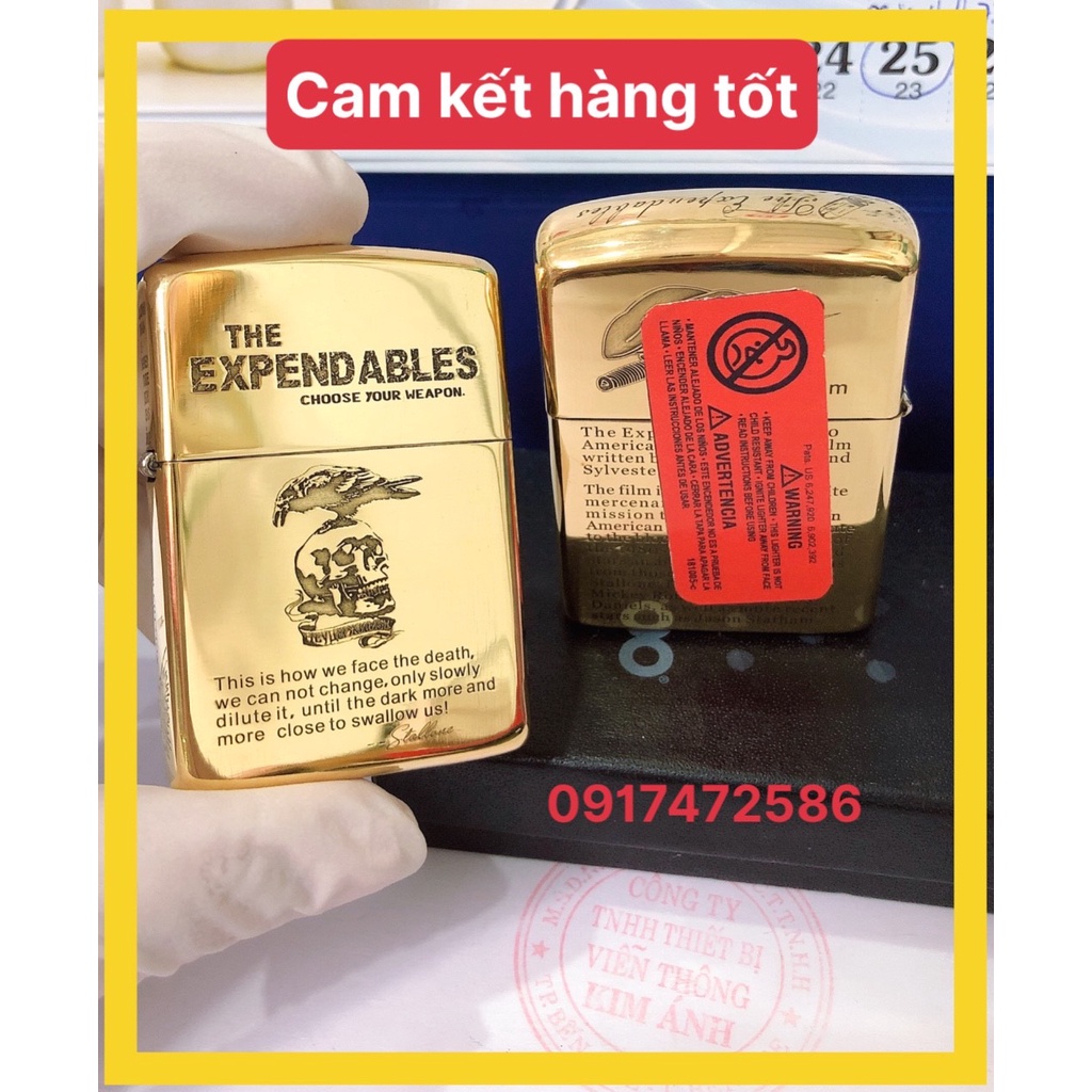 Bật.Lửa Ziippo Armor Vỏ Dầy Khắc Chìm 5 Mặt The Expendables Hình Chim Đậu Đầu Lâu