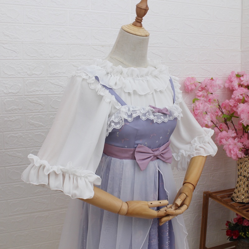 Sẵn -Aó sơ mi tay ngắn kết hợp cùng JSK lolita