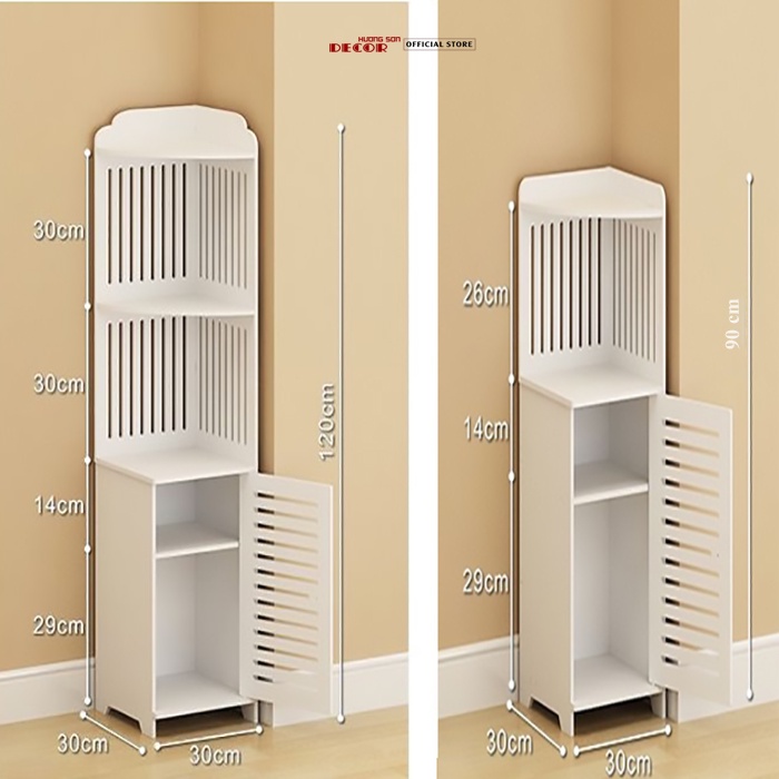 Tủ đầu giường nhà tắm phòng khách tam giác gỗ PVC cao cấp chống nước sang trọng tiện dụng