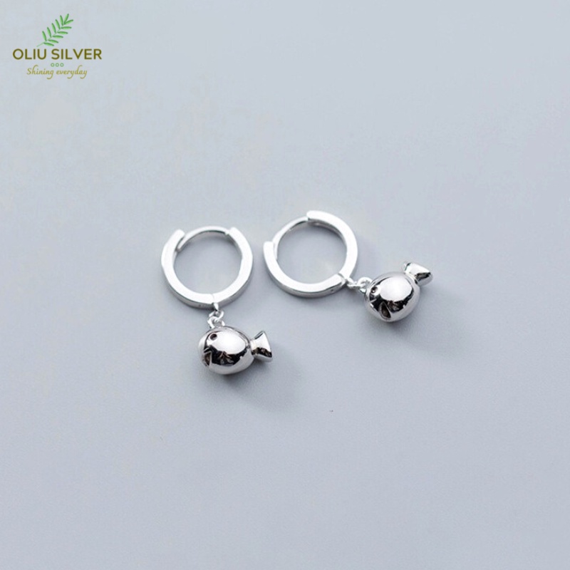 Bông Tai Bạc S925 Khoen Tròn Cá Nhí  Dễ Thương | Khuyên Tai Nữ Trang Sức Bạc Thời Trang